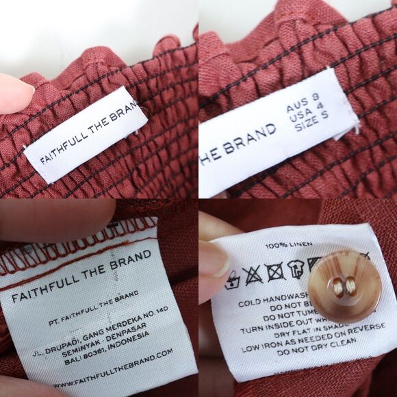 Faithfull the Brand Size S 100% Linen Lais Wide Leg Crop Jumpsuit Strapless - Picture 4 of 10